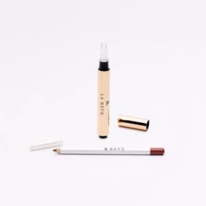 طقم LA REVE Lip Perfection Duo – مجموعة خاصة: محدد شفاه + جلوس لامع (ذهبي أو فضي)